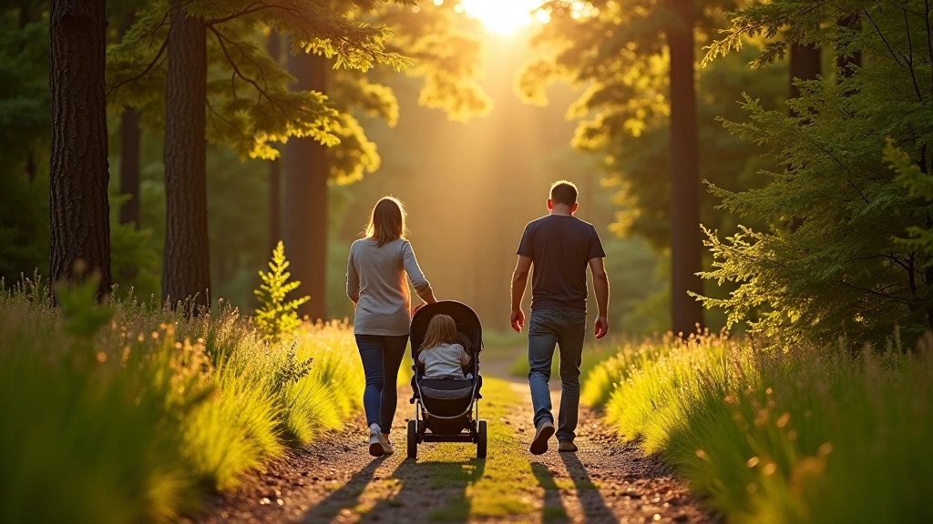 Family enjoying a peaceful outdoor trail in Czech nature